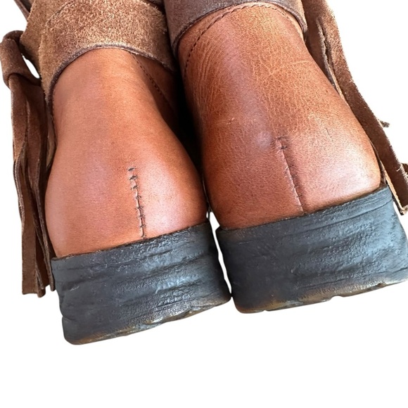 BORN Perl Brown Leather Ankle Boots Suede Tassel Western Boho Coastal Cowgirl 6 - Picture 6 of 12